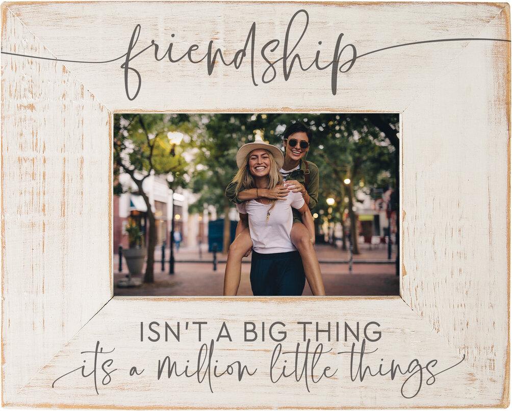 Wooden friendship photo frame with a picture of two smiling women