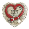 Heart-shaped pet memorial plaque with a red collar and paw print