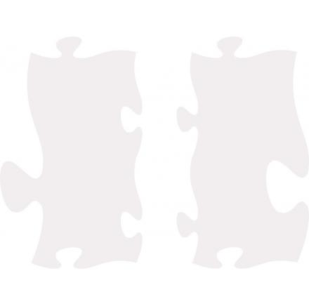 Two pale white puzzle pieces on a white background