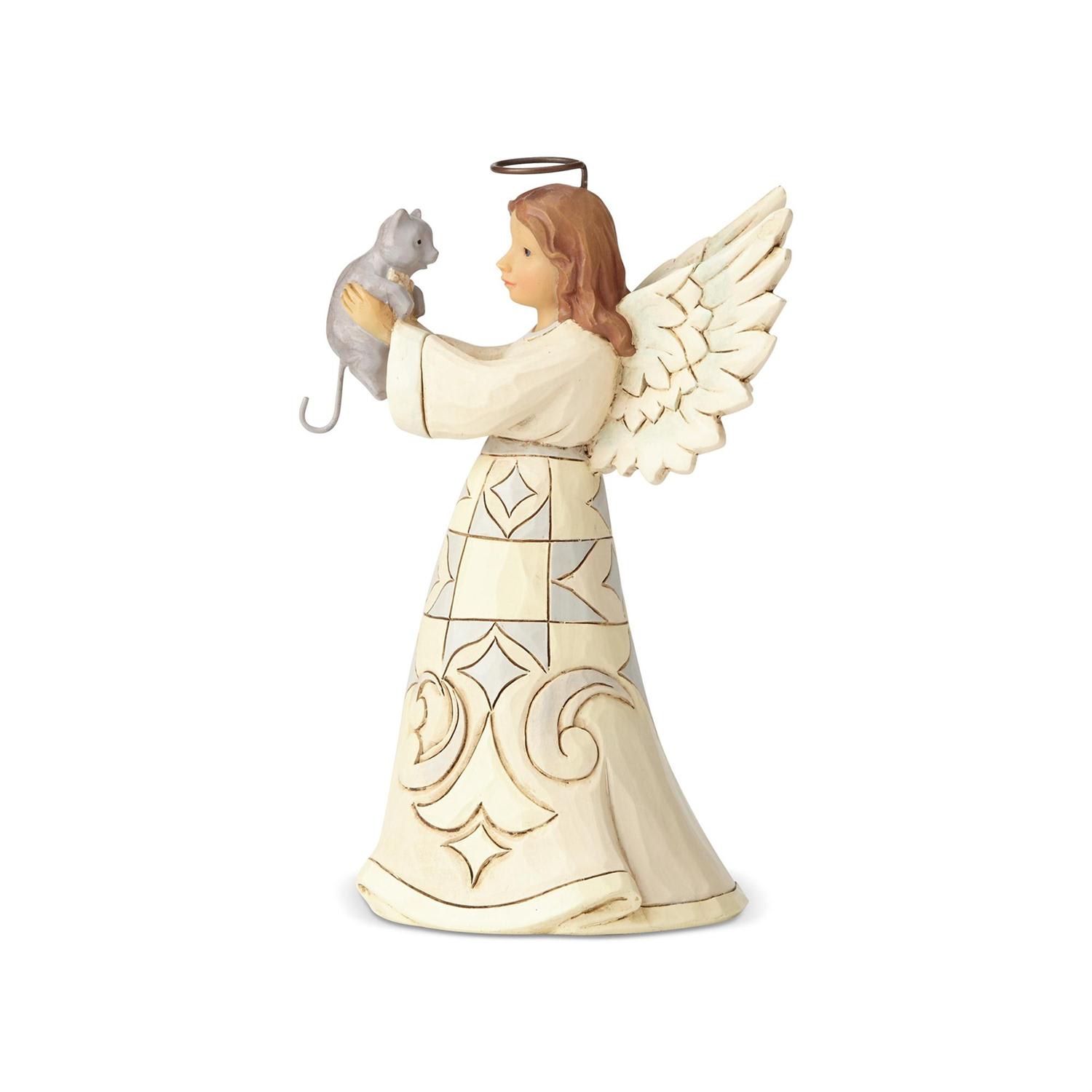 Angel figurine holding a small cat