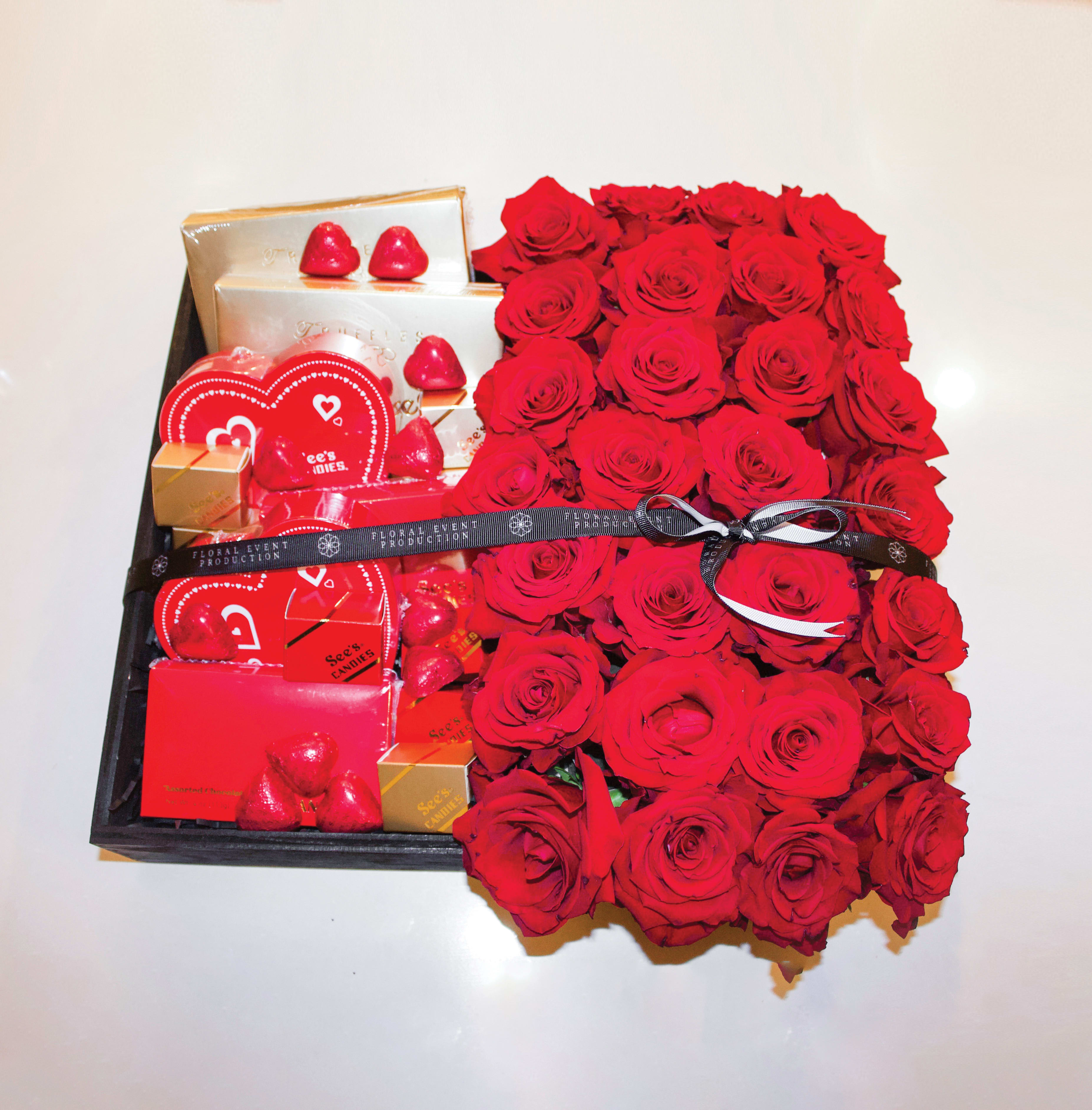 Nothing is sweeter than you - Box of 28 Roses and Sees candies 