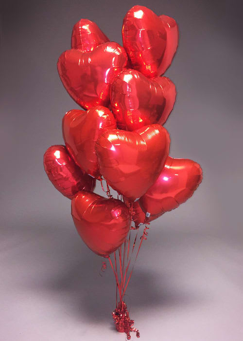 Crimson Luxe - 10- 18" Red mylar balloons. 1- Red balloon weight .
