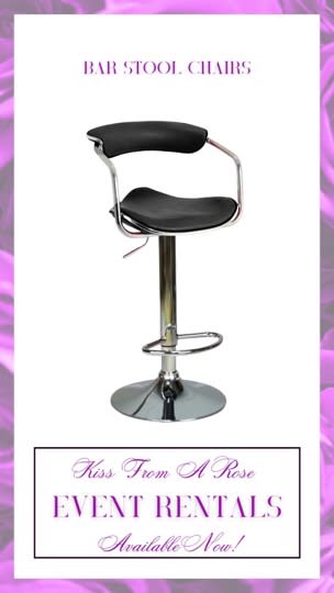 Black bar stool chair with chrome base on a promotional flyer