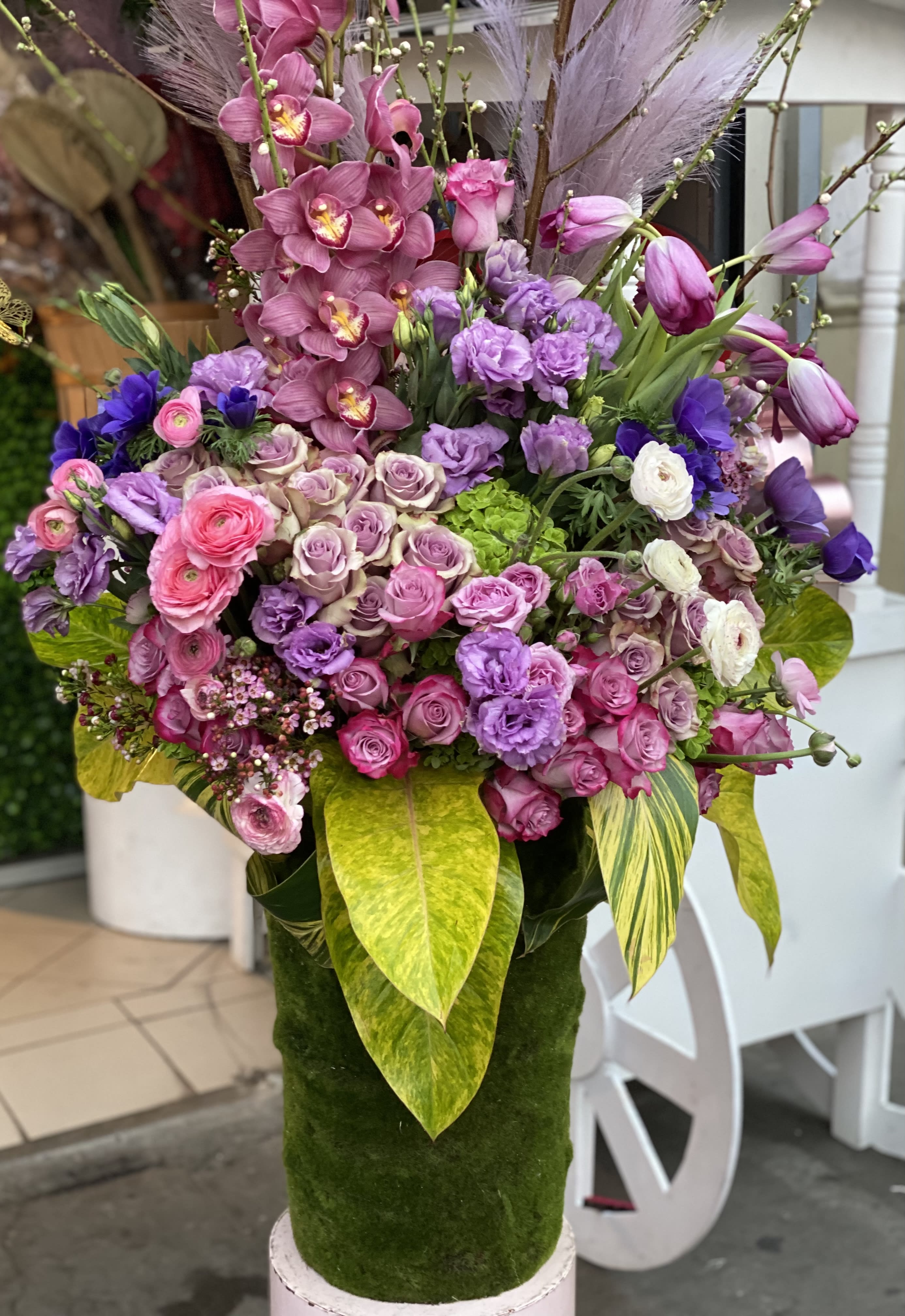 Sweet Romance - Lavender Purple and Green Floral Arrangement 