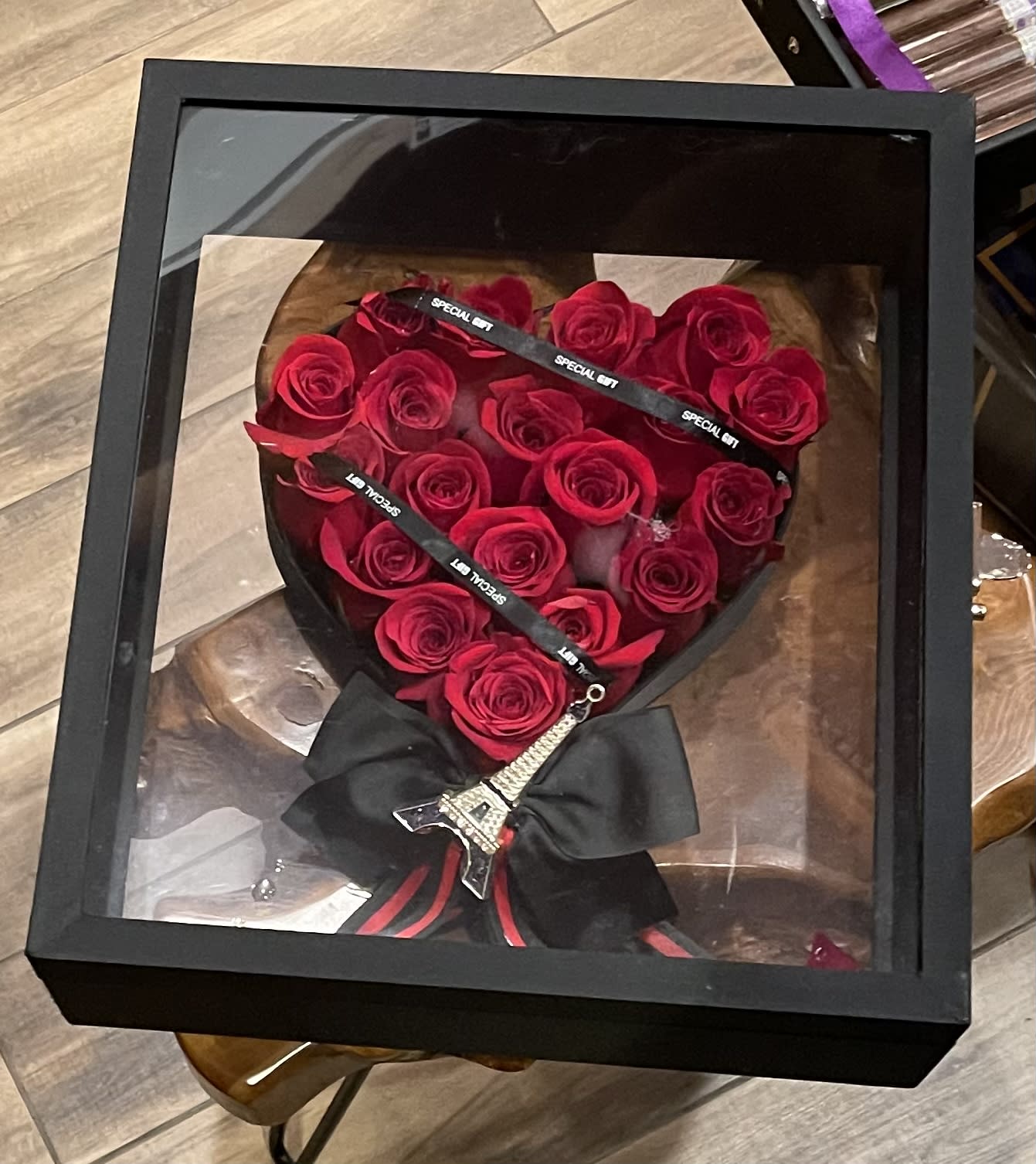 Open Your Heart  - Briefcase with heart full of red roses inside