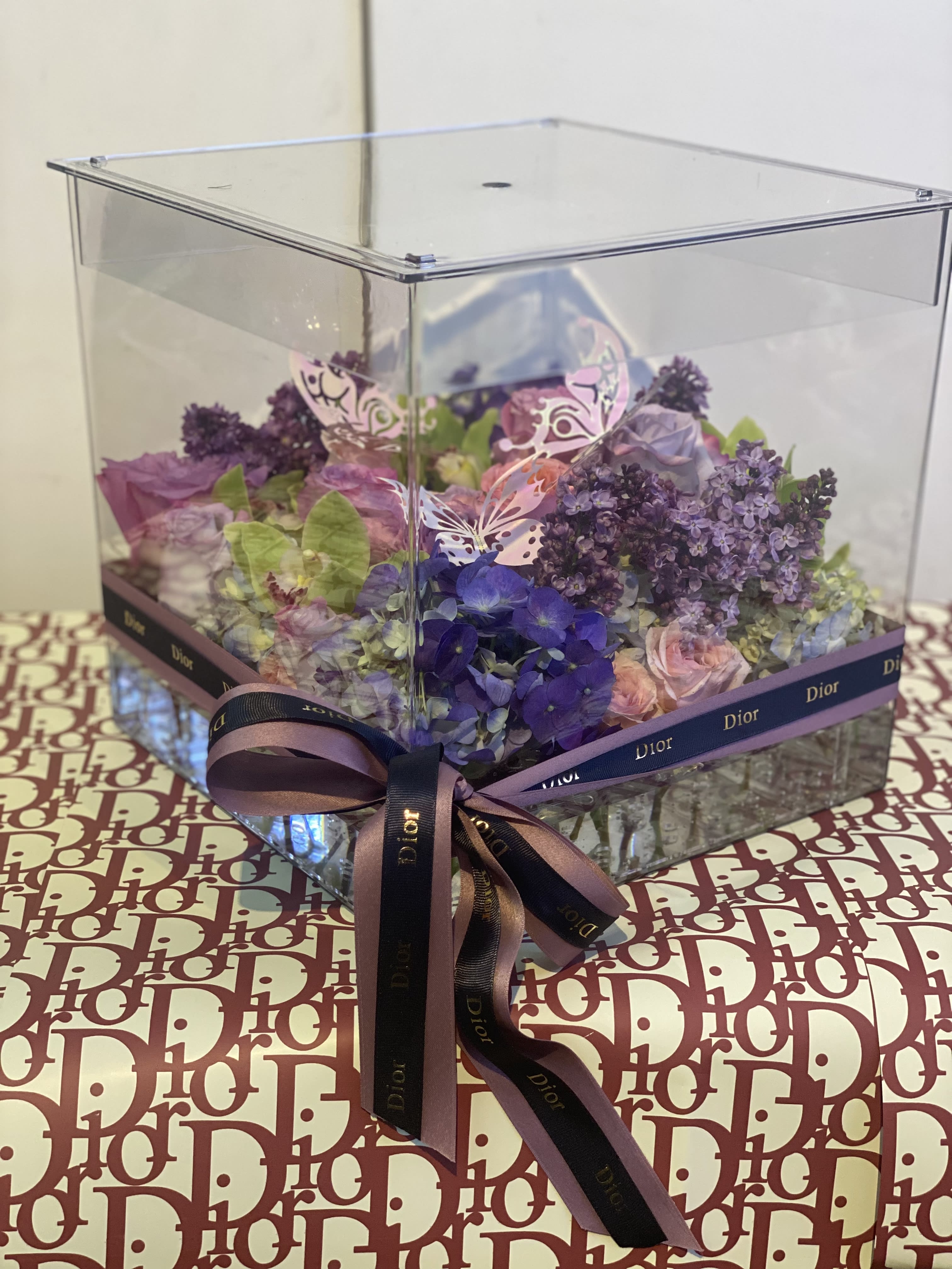 Astonishing Flowers in Acrylic Box - One-of-a-kind Floral Arrangement 