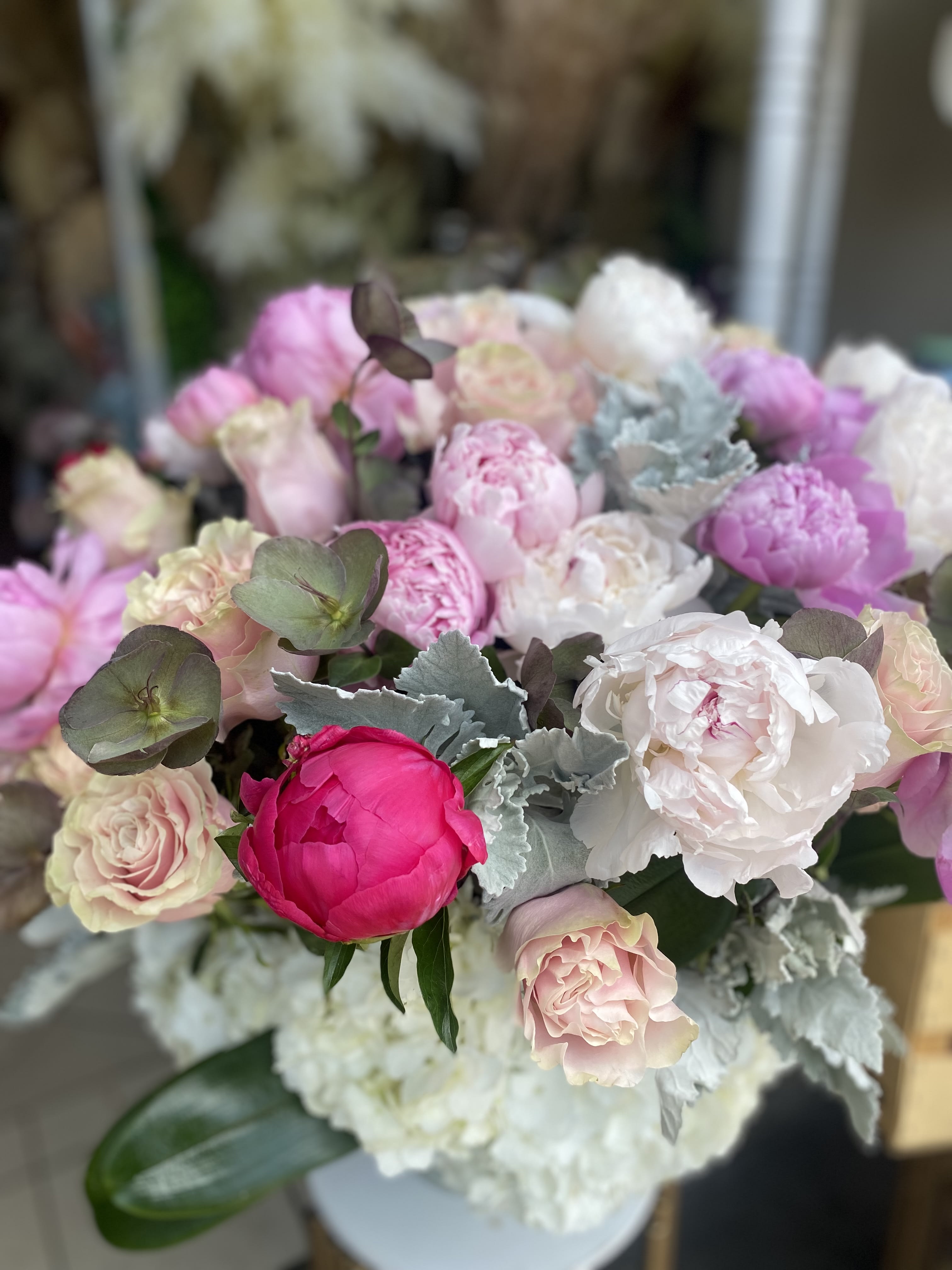 Majestic Peonies - Outrageously beautiful in bloom with the most scrumptious flowers, enjoy this breathtaking arrangement. 