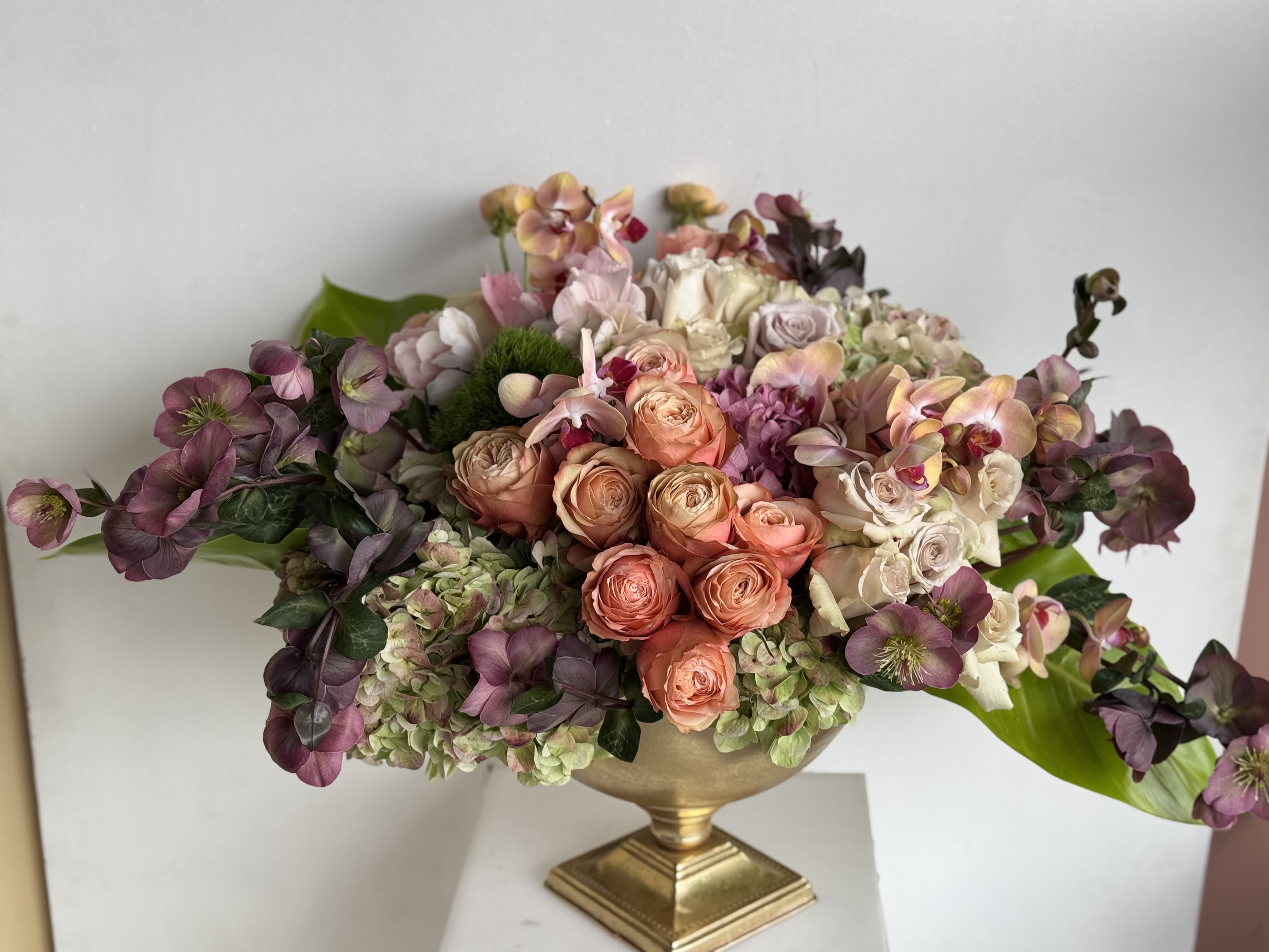 Mother’s Award  - Gold Cup Shaped elegant vase with gorgeous flowers on top