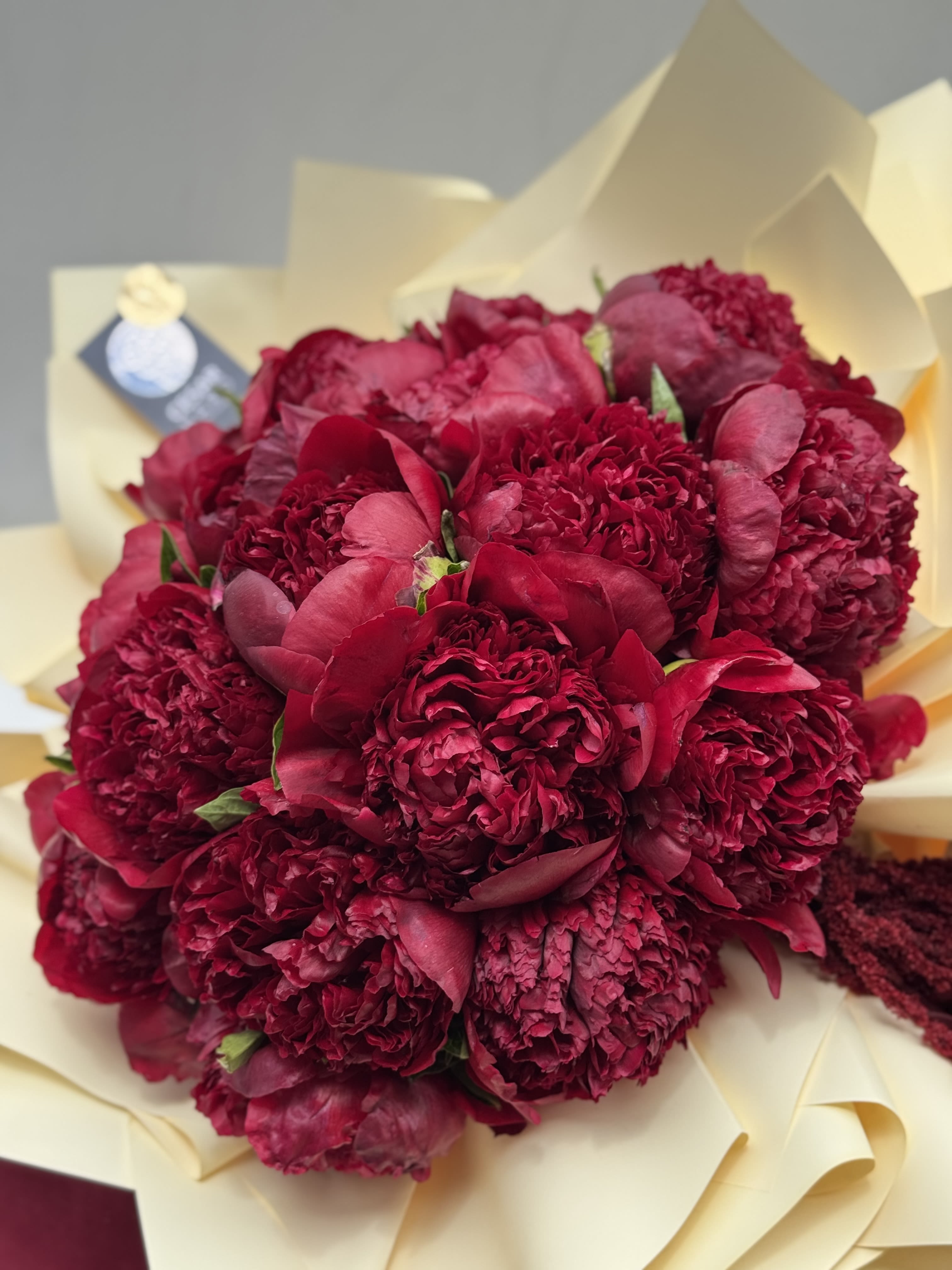 Peonies’ Season Bouquet  - Bouquet made out of solely burgundy peonies (also available in pink), breathtaking!