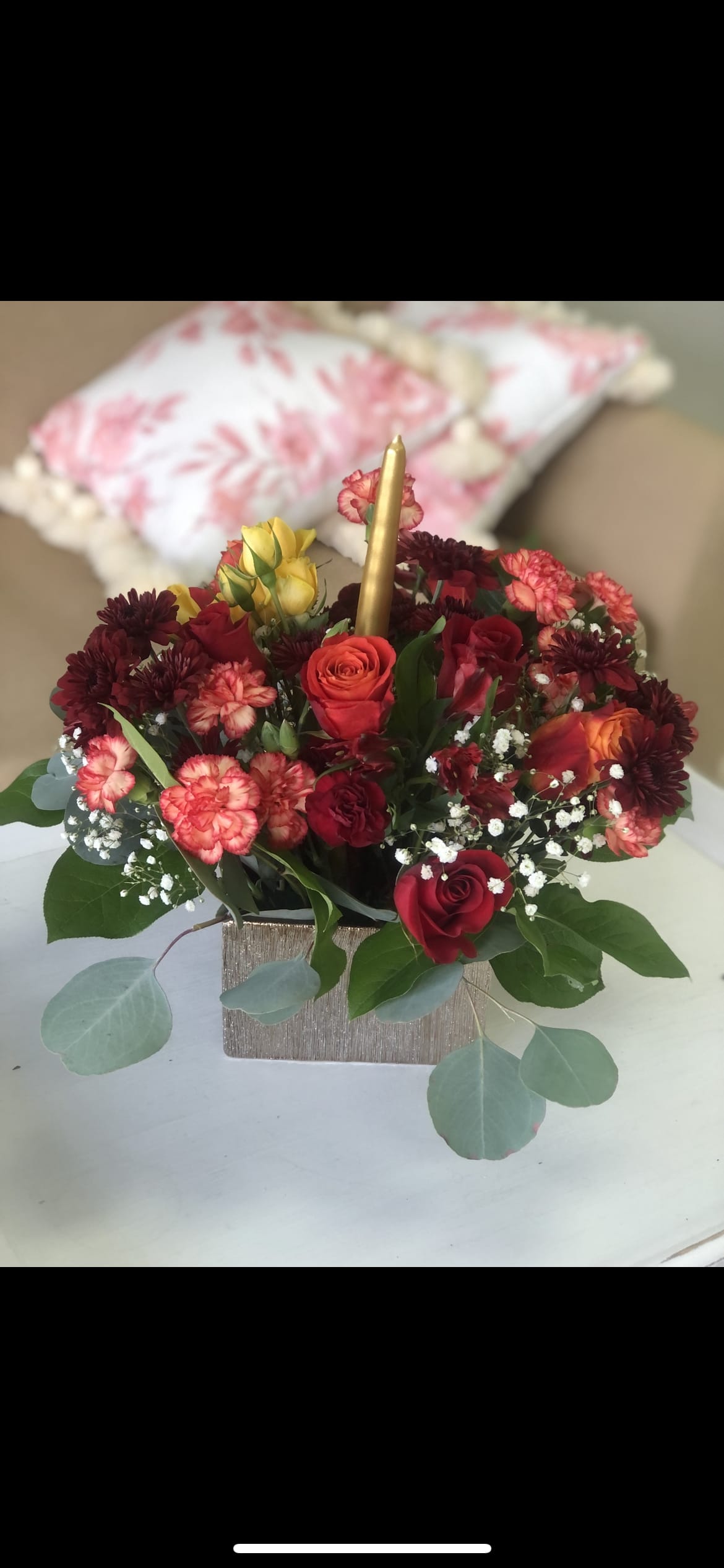Thanksgiving square  - An elegant keepsake vase filled with your favorite Fall colored blooms