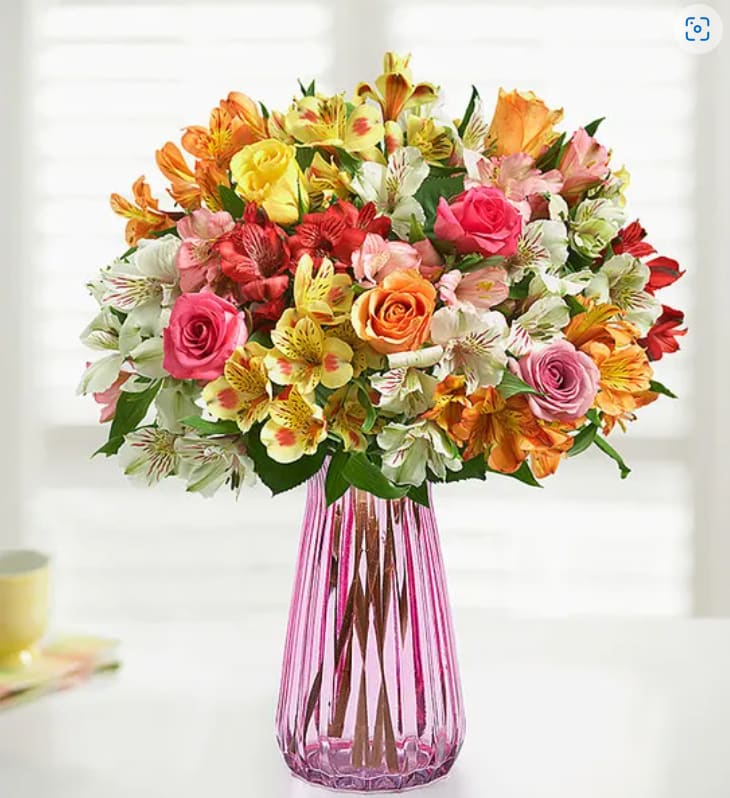 Colorful Mix ( 1800 Flowers ) - A mix of available colored roses and alstroemeria. Vase color will be clear or color available.
