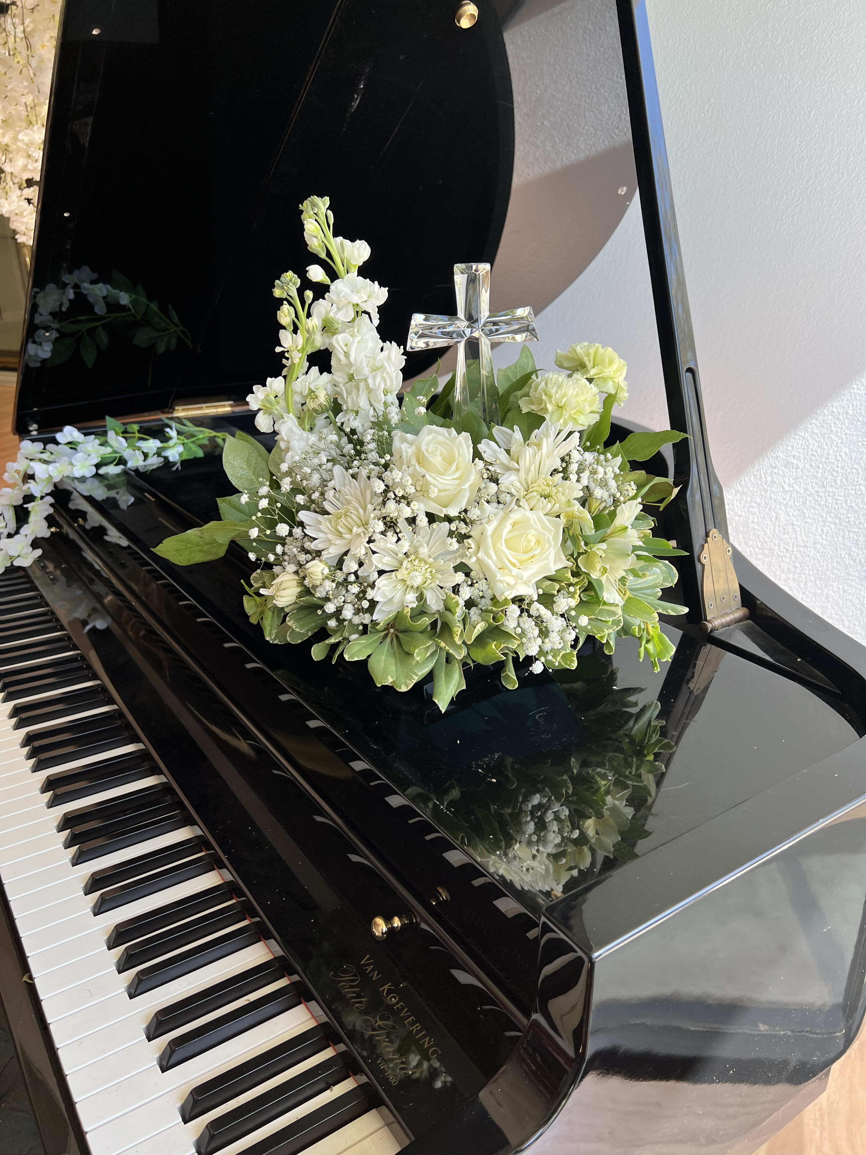 Crystal Cross for sympathy - sympathy arrangement with crystal cross