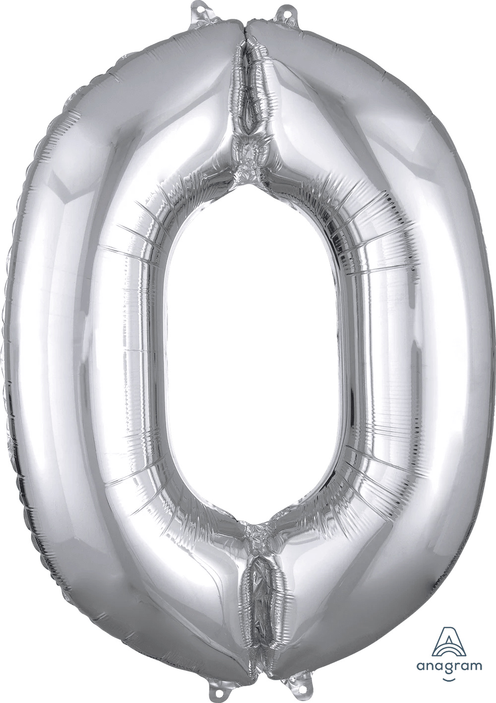 Silver number 0 foil balloon