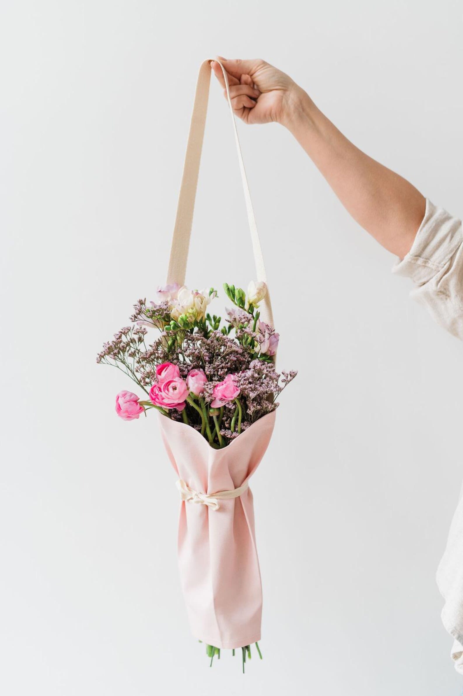 Large Floral Tote and Flowers  - Grab your tote and head to the Flowerland! Makes for the perfect gift that will leave a lasting impression when getting your feel good florals. Large Tote in Natural Canvas includes Colorful Wildflower style bouquet. Trust us this is REALLY CUTE =)
