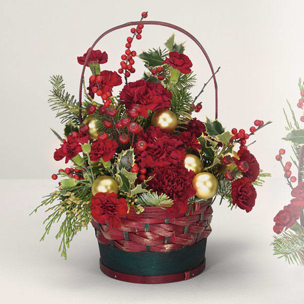 Red Holiday Basket - Add life to Any Room With this Red and Gold Holiday Basket