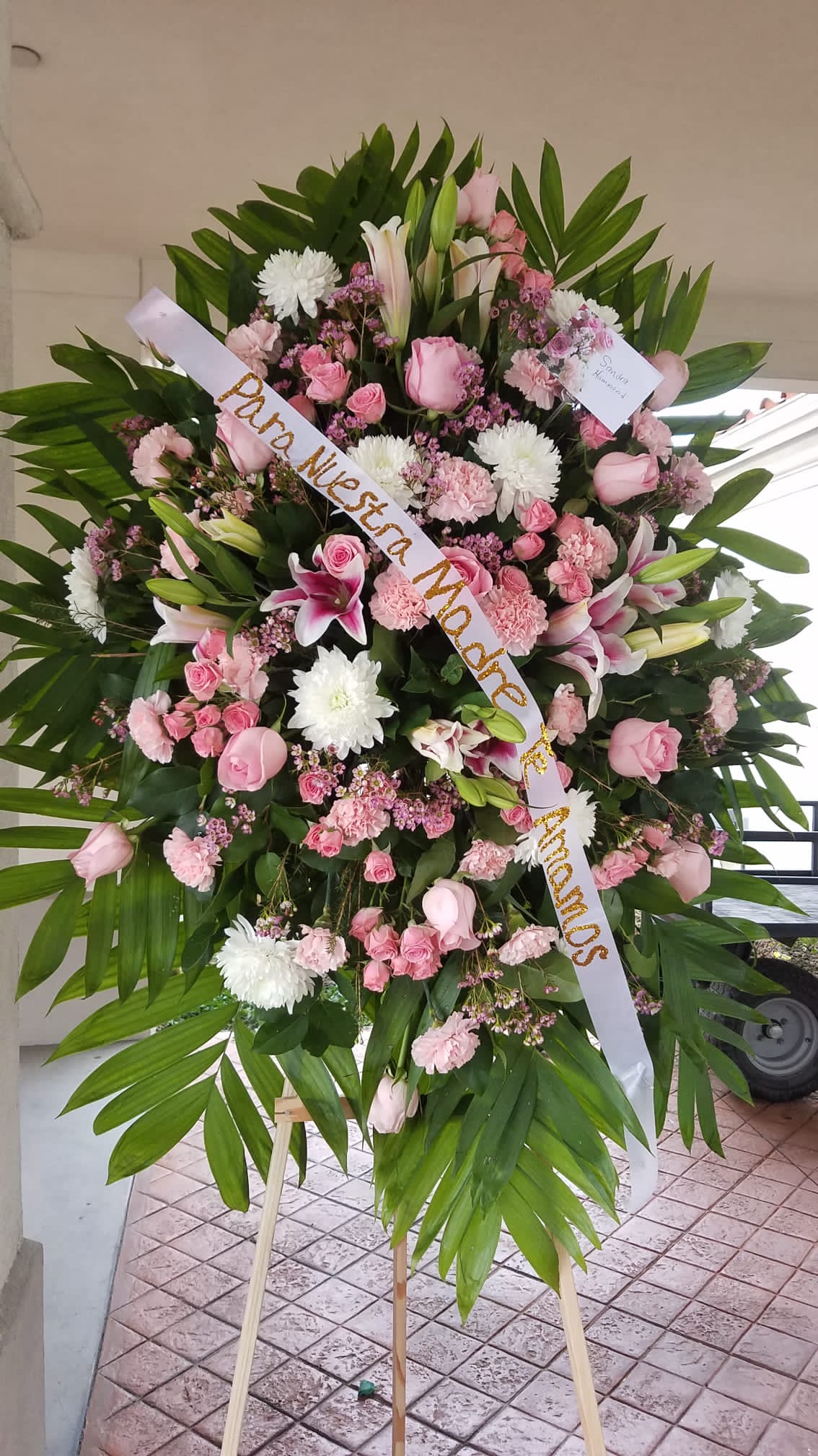 Pastel sympathy standing  spray  - Appropriate gift for delivery from a family members 