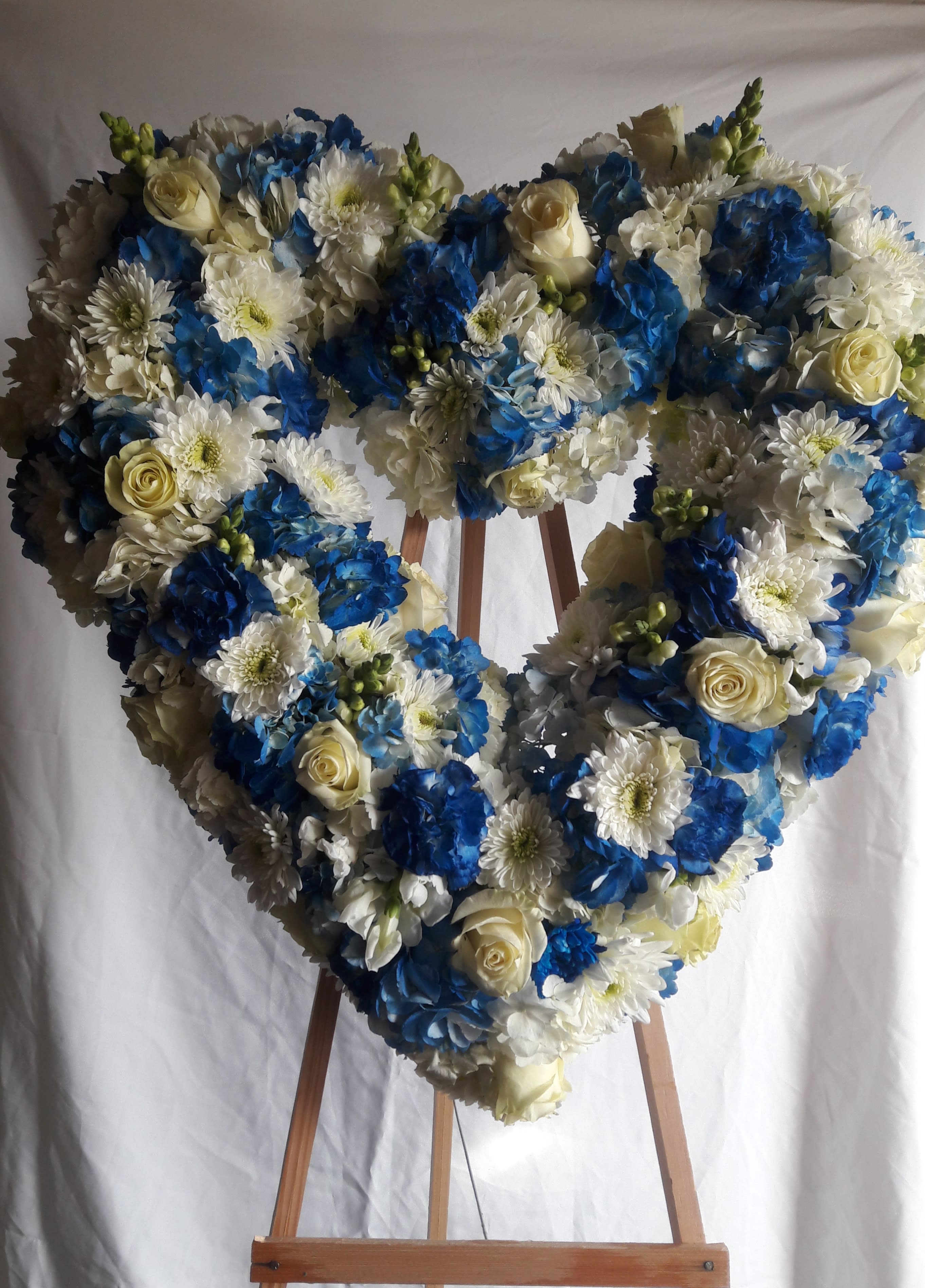 Blue and white Heart - Sympathy heart for memories