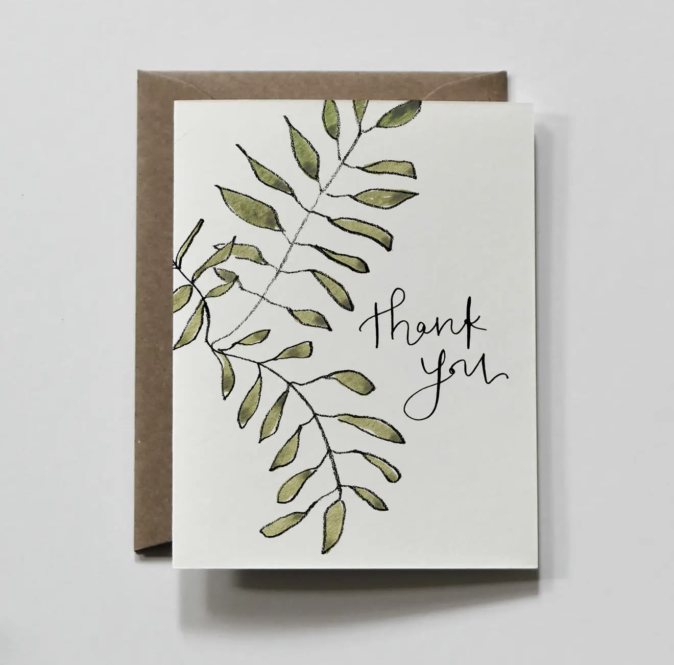 Thank you card with a leafy branch design