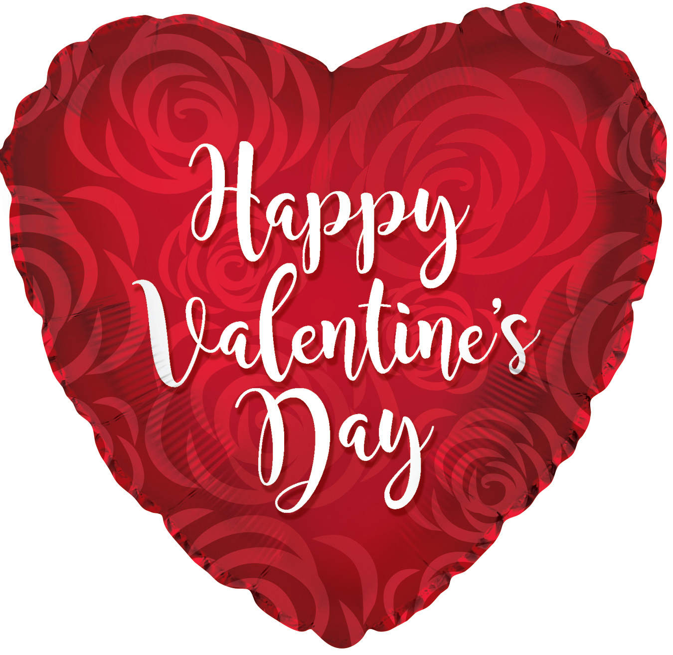 Heart-shaped red balloon with "Happy Valentine's Day" text