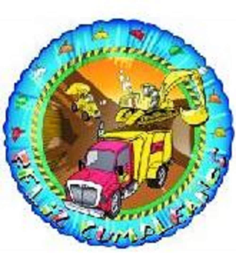 Round balloon with a colorful truck design