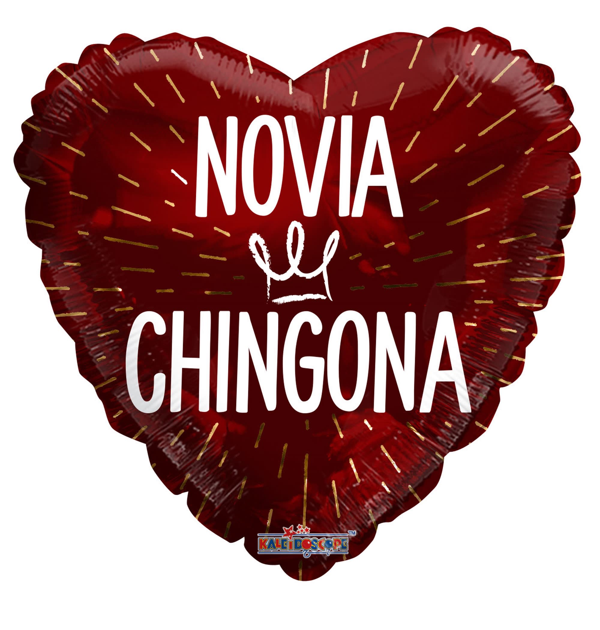 Heart-shaped red foil balloon with white text