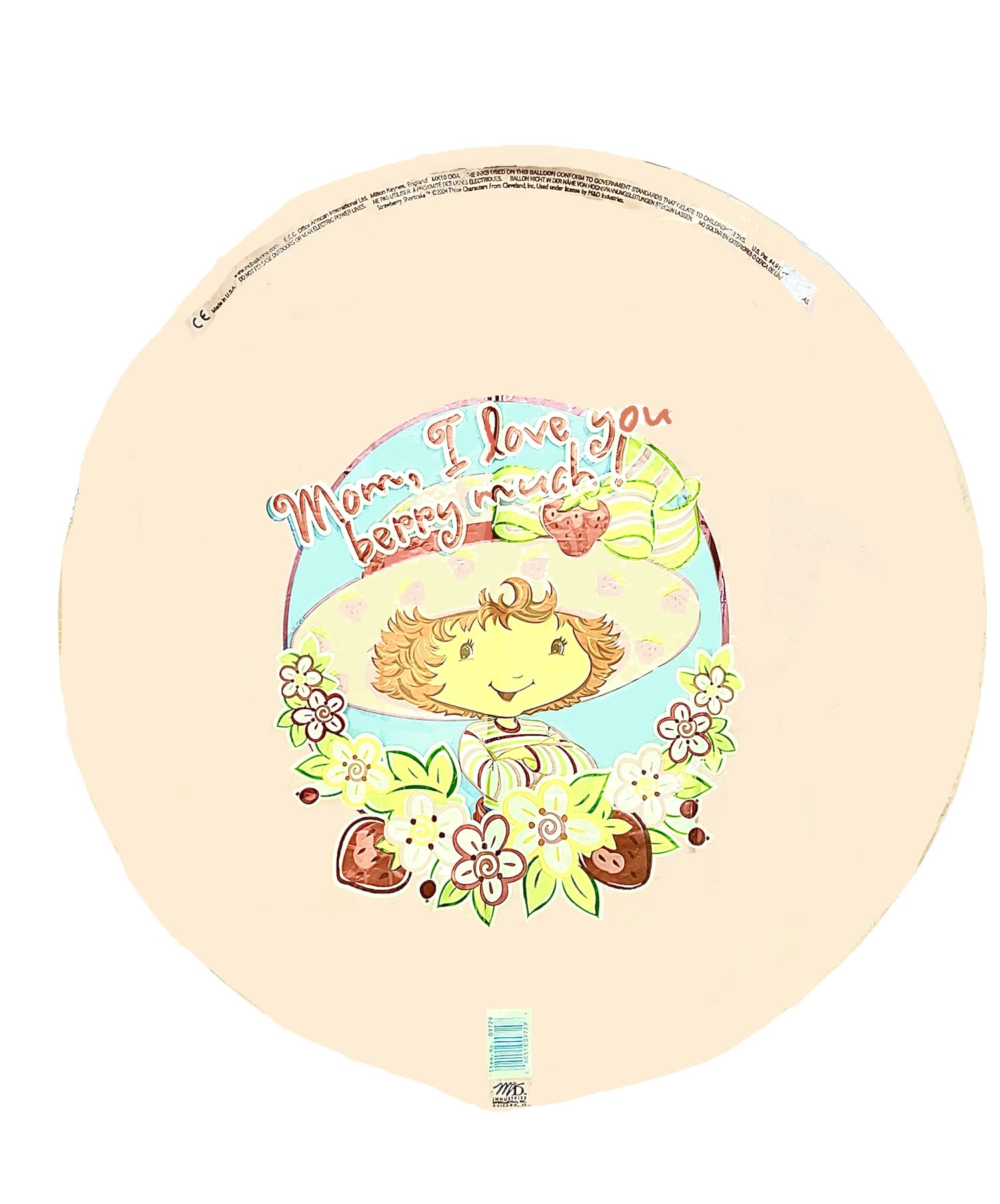 Round balloon with a Mother's Day message and a cartoon girl in a flowered hat