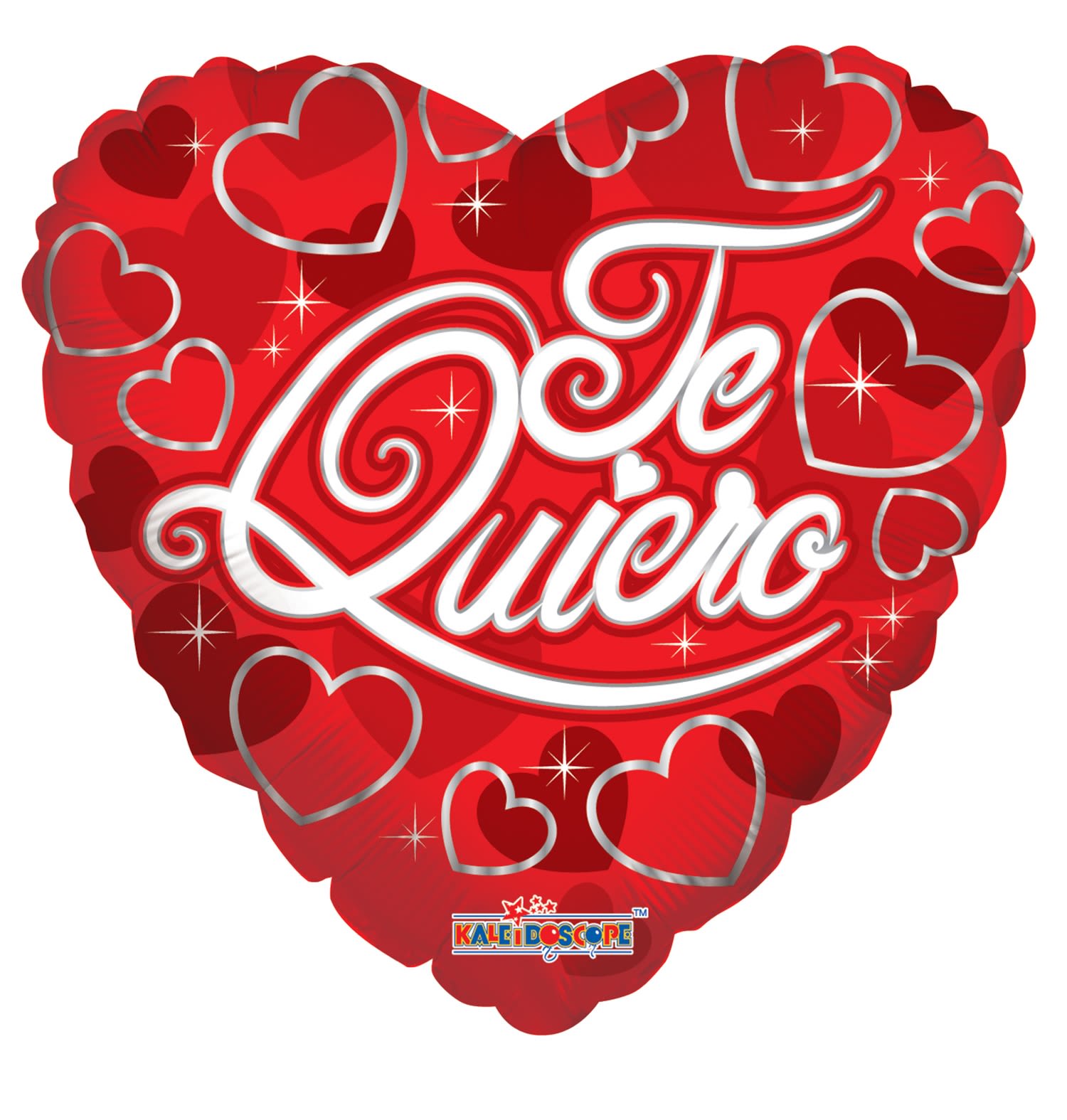 Heart-shaped red balloon with "Te Quiero" text and heart graphics