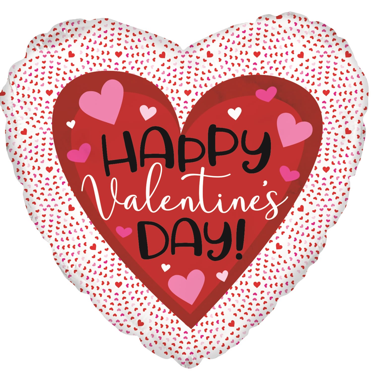 Heart-shaped Valentine’s Day balloon with red and pink hearts