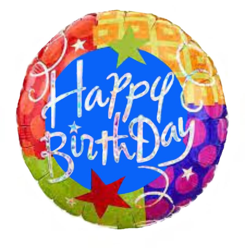 Happy Birthday - Swirls and Stars - Balloon - HAPPY BIRTHDAY 18" INCH HELIUM FILLED MYLAR BALLOON QTY. 1