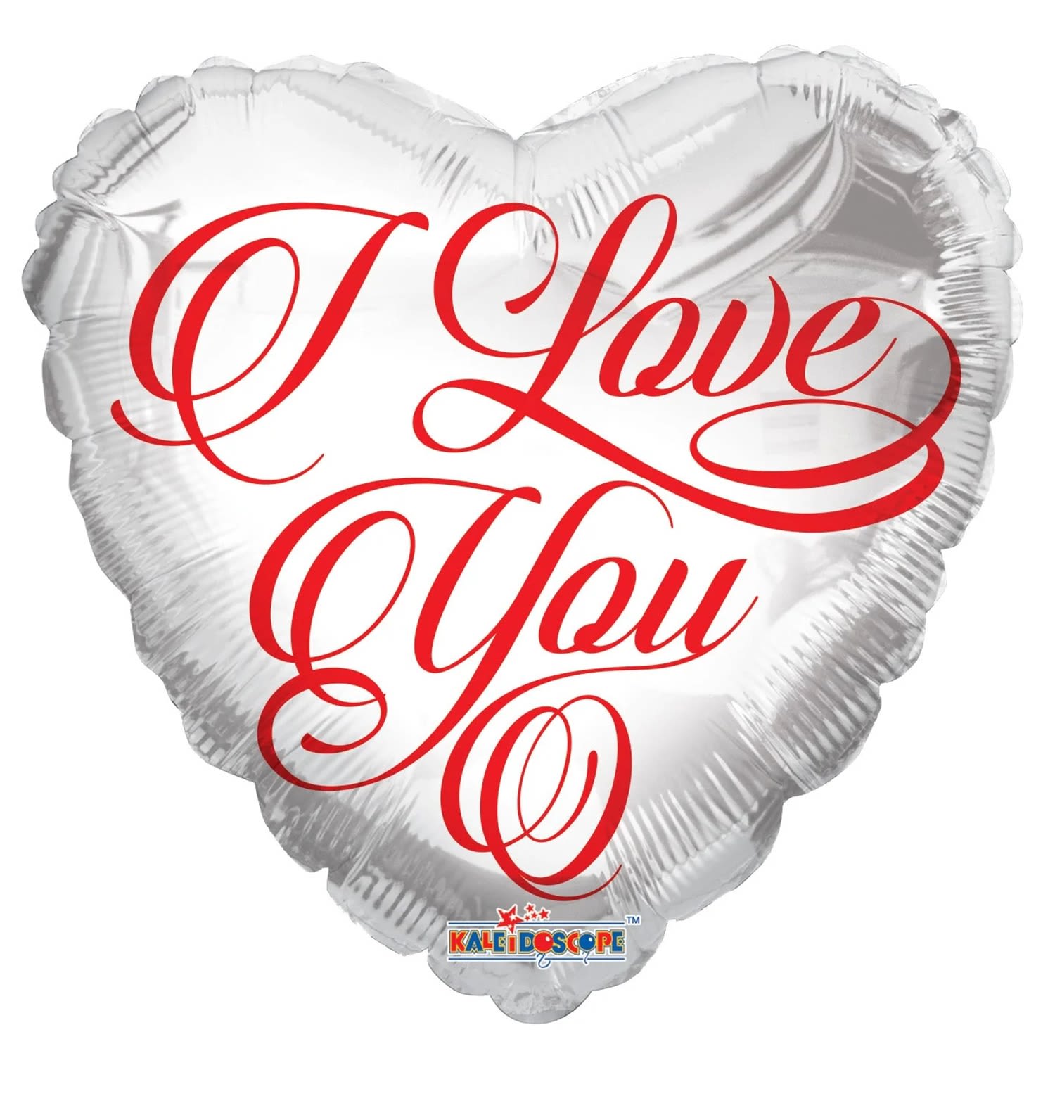 I Love You - White Heart Red Script - Balloon - I LOVE YOU 18" INCH HELIUM FILLED MYLAR BALLOON QTY. 1