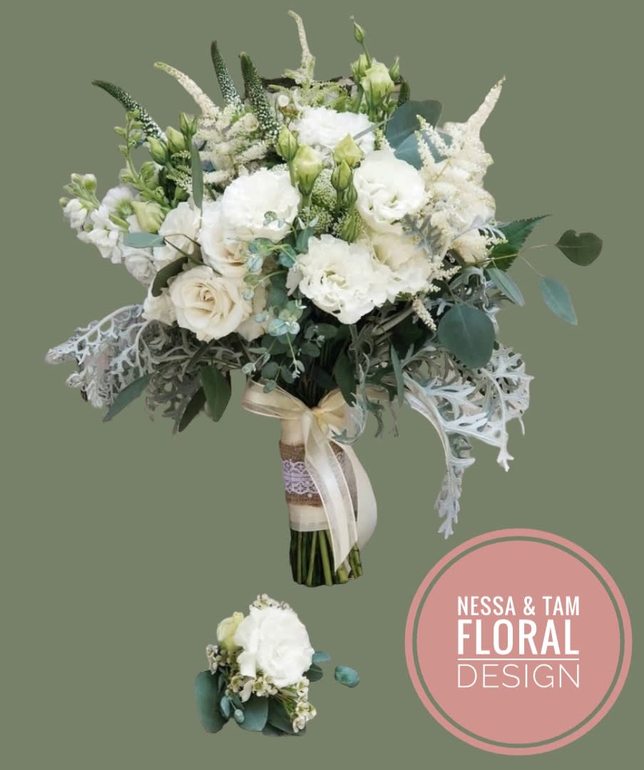 Back to December - Bridal bouquet and boutonniere set  - bridal bouquet and boutonniere set 