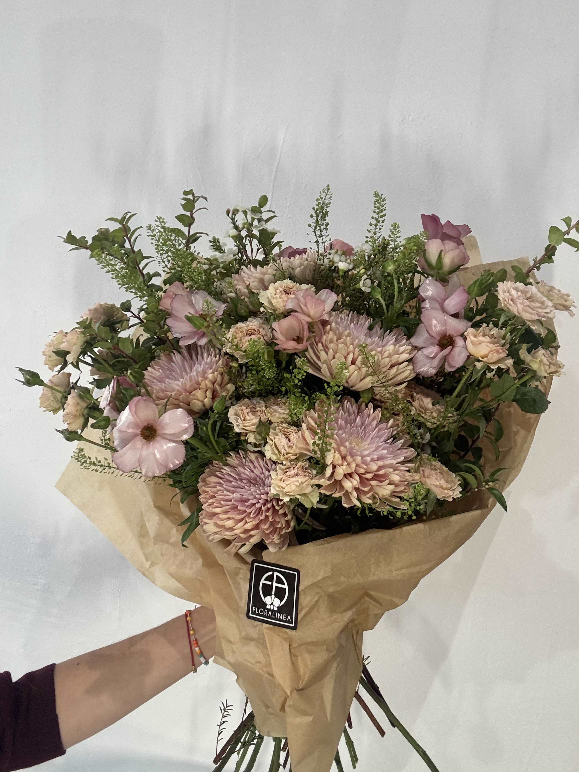 Soft Launch Bouquet - Peaches, pinks and greens.  The perfect gift to brighten that special person's day.