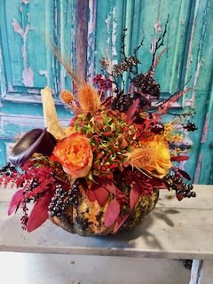 Trick or Treat - Our Trick or Treat halloween pumpkin is festive yet a little on the dark side.  Perfect for your ghoulish festivities!
