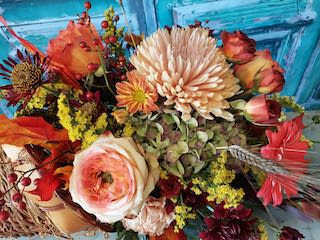Blessings Cornucopia - Count your blessings, give thanks and be grateful this holiday season.  This stunning cornucopia of blooms is perfect for your Thanksgiving gathering of family and friends.