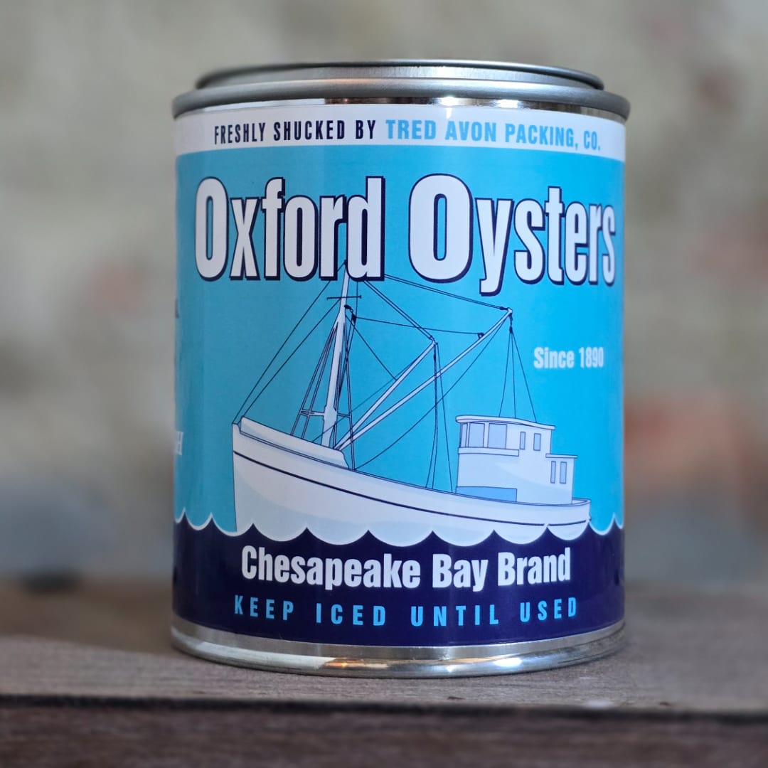 Can of Oxford Oysters on a table