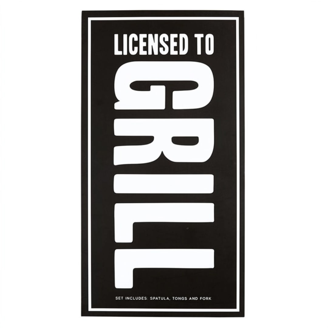 Black-and-white product packaging with large vertical text