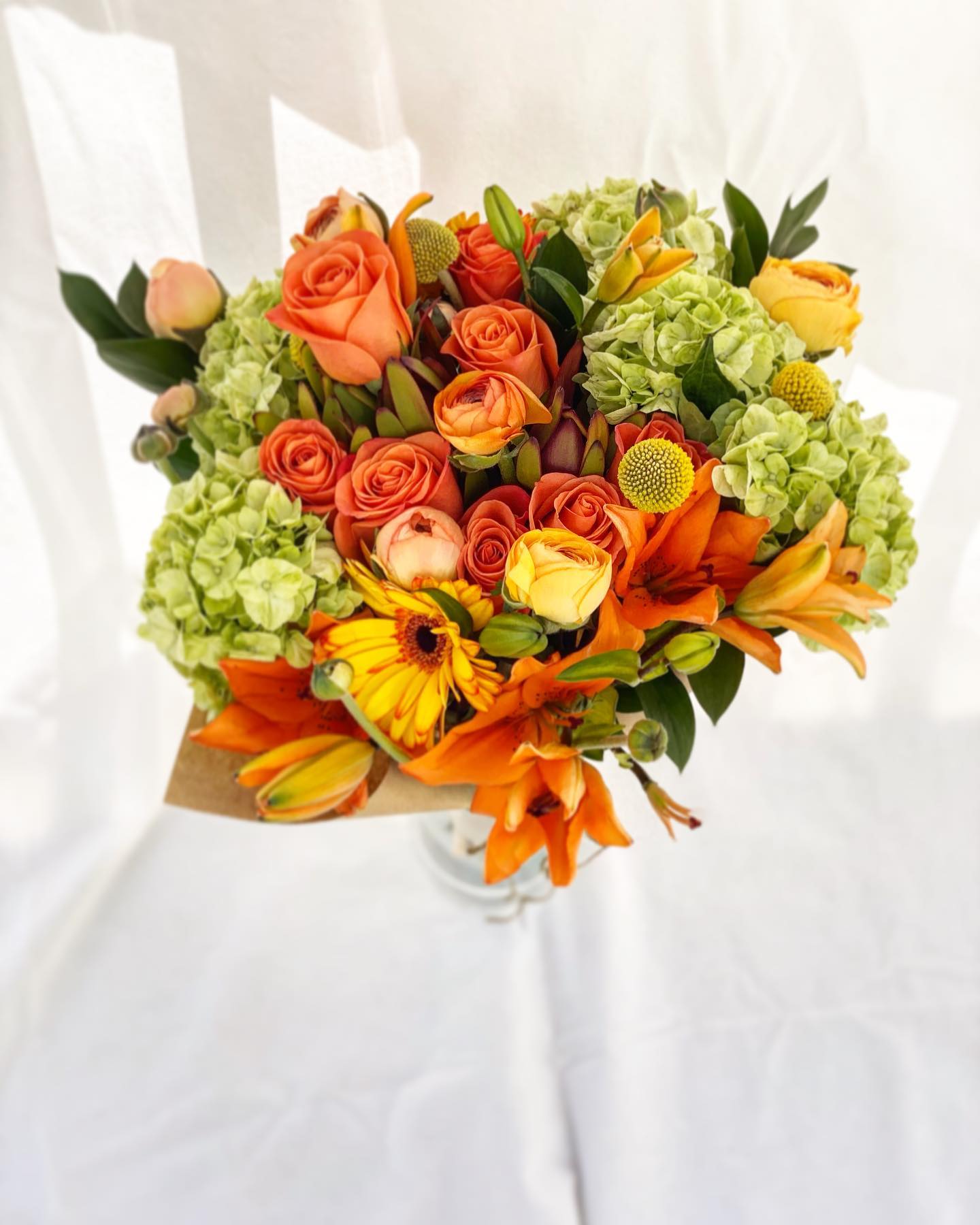 MIXED ORANGE FLOWERS - ORANGE ROSES ,LILLY GERBER