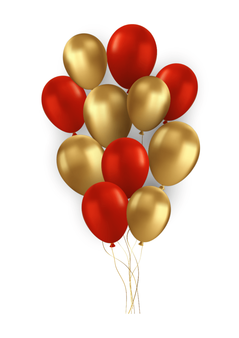 Gold and Red Latex Balloon  - Make any celebration unforgettable with our elegant Gold &amp; Red Balloon Cluster. Featuring a luxurious mix of 12 chrome gold and vibrant red balloons, this eye-catching arrangement adds a festive and sophisticated touch to birthdays, anniversaries, corporate events, and romantic celebrations. Professionally tied and arranged for maximum visual impact, this cluster is perfect as a standalone décor piece or as part of a larger display. Available in helium or air-filled options. Custom sizes and add-ons (like ribbons or weights) available upon request.