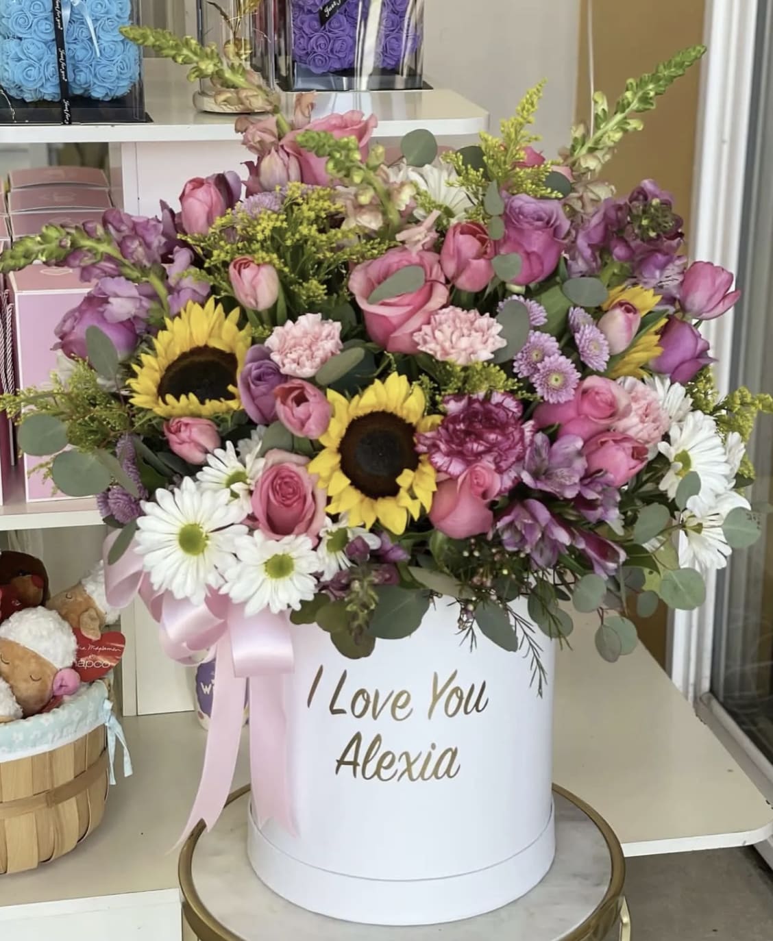 Spring Box  - This box includes a variety of flowers including roses, tulips, sunflowers and more. 