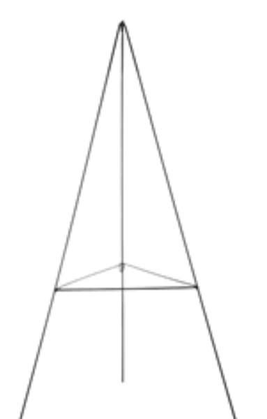 Minimal line drawing of a tall triangular shape with a horizontal crossbar
