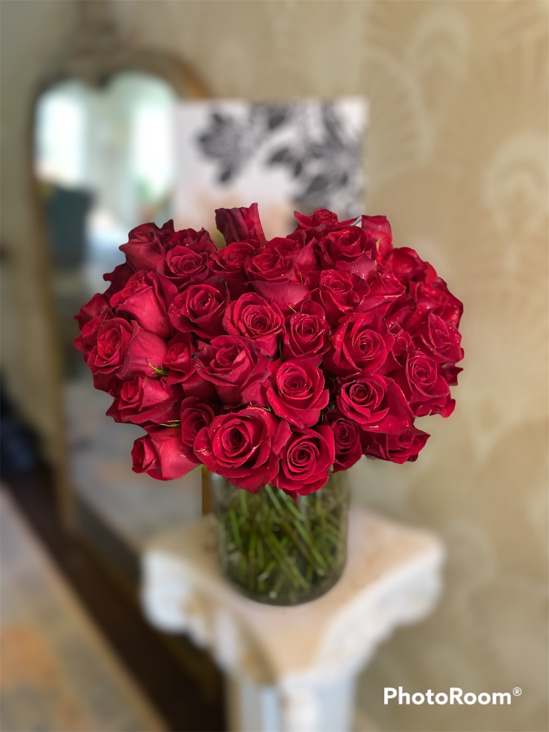 Can I Call You Rose - All Red Roses in a cylinder shaped container