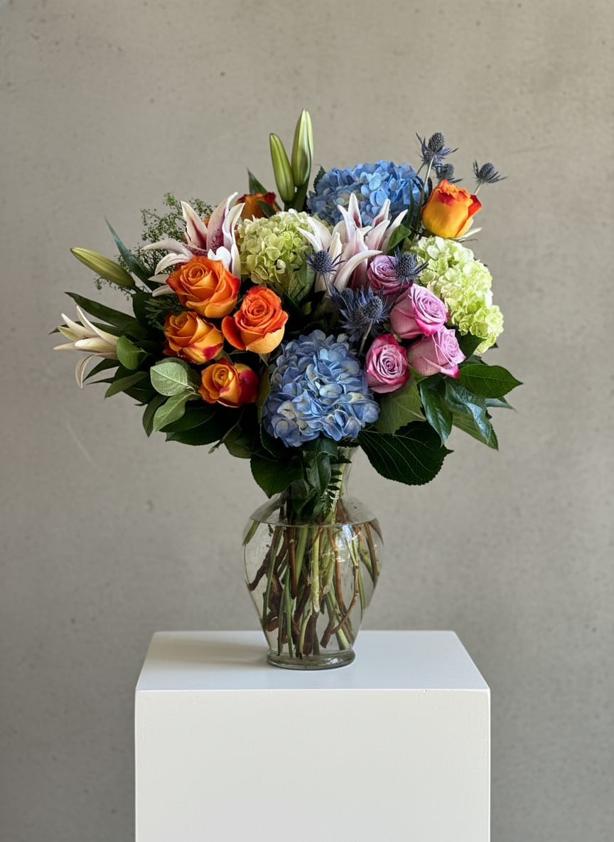 Market Street Florals - Hand a garden of colorful hues to your loved one who may need a reason to smile! We love creating this beauty for our beloved customers as an expression of sympathy or a gesture of love &amp; care.