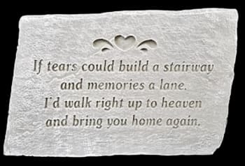 White memorial plaque with an engraved sympathy poem