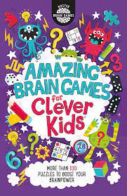 Colorful book cover reading "Amazing Brain Games for Clever Kids"