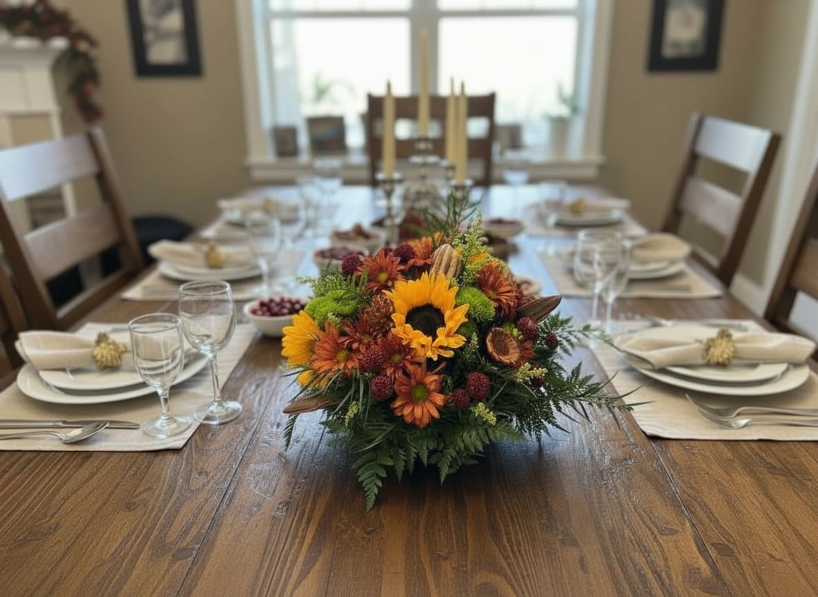 Harvest Table Centerpiece - A little something to say thanks during the Thanksgiving season! Perfect for the dining table or a kitchen counter. 