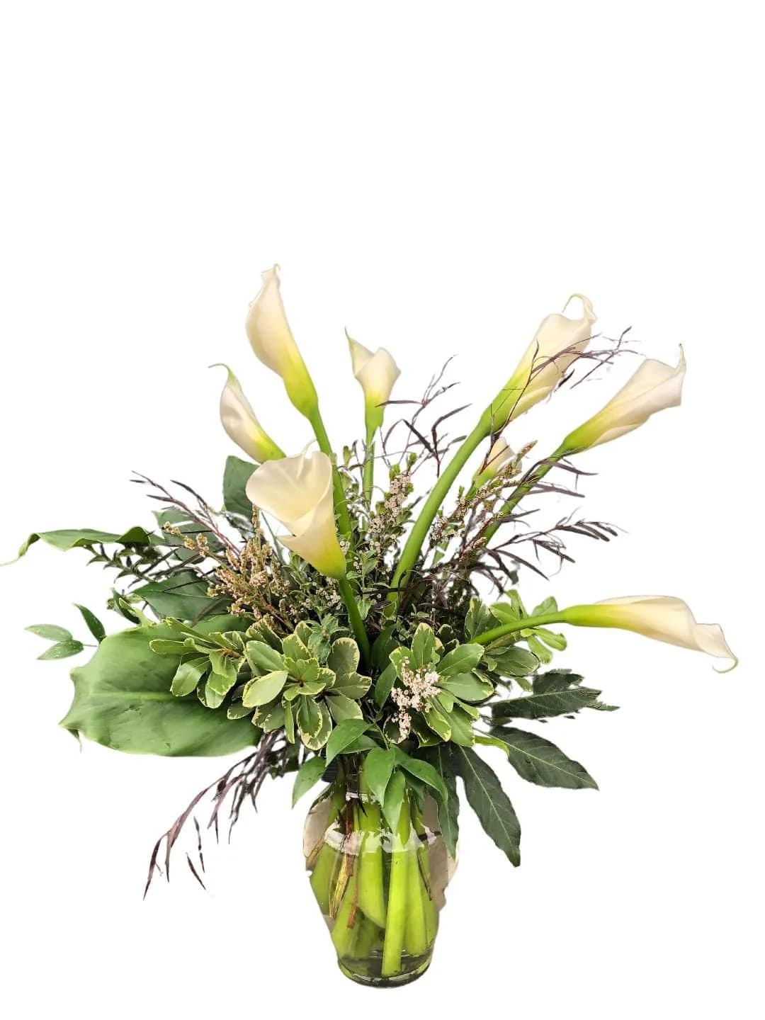 Whimsical Cali - Elegant display of Standard Calla Lilies  