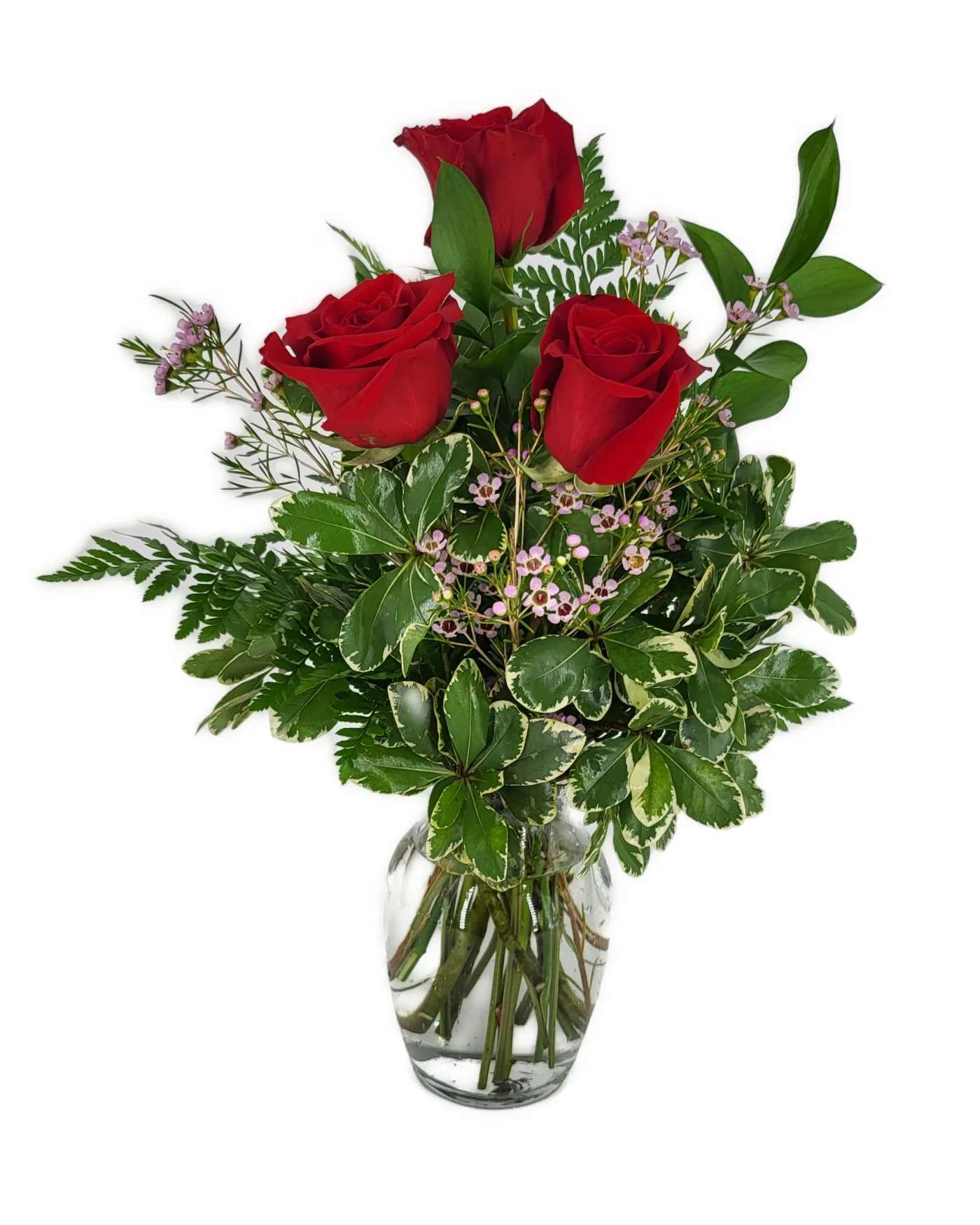 Love, Hope and Peace  - 3 Red Roses. Simple, sweet, classic. If you would like another color please list in "florist notes" at checkout. 