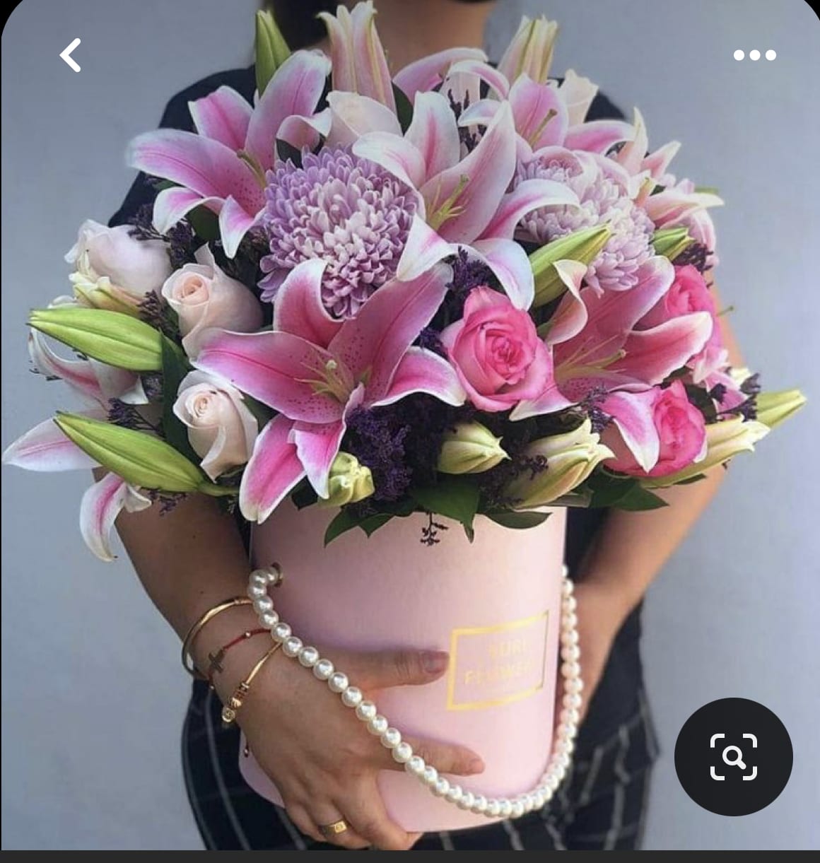 lilies, flowers box - box any colors, lilies, roses, pompon.
