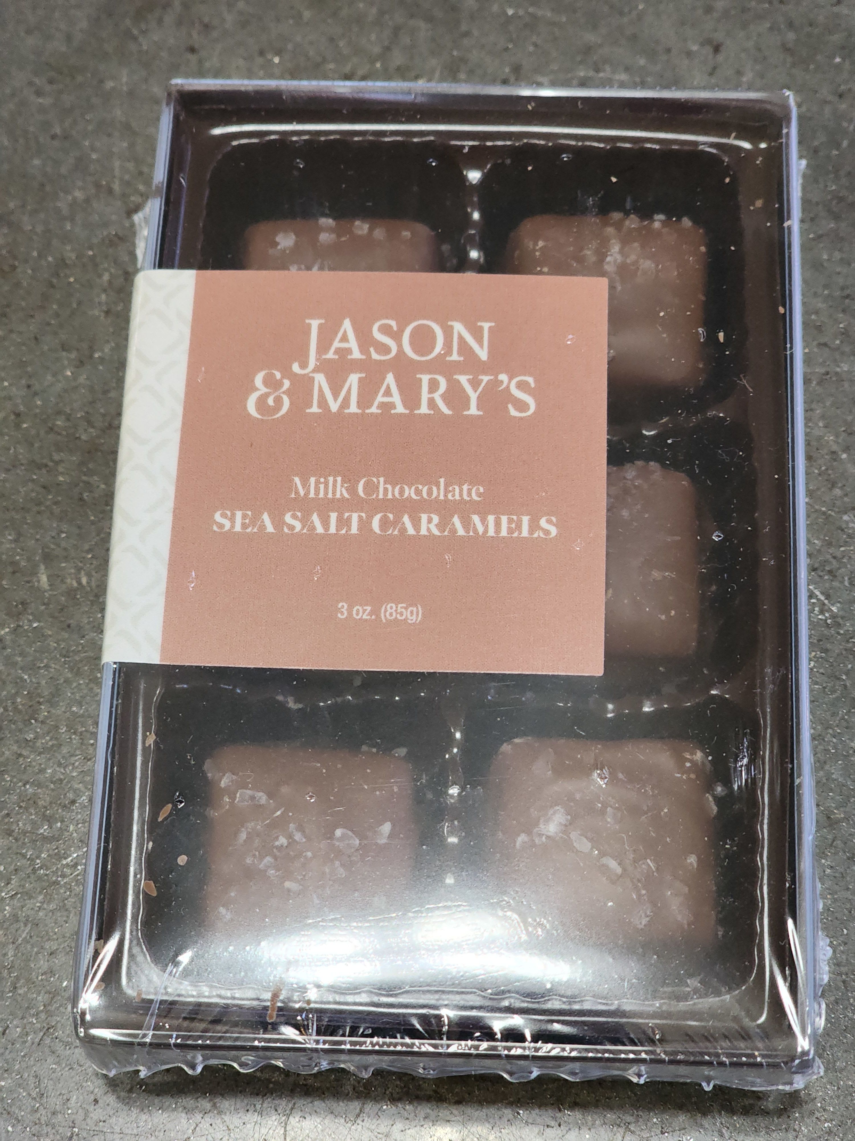 Box of milk chocolate sea salt caramels