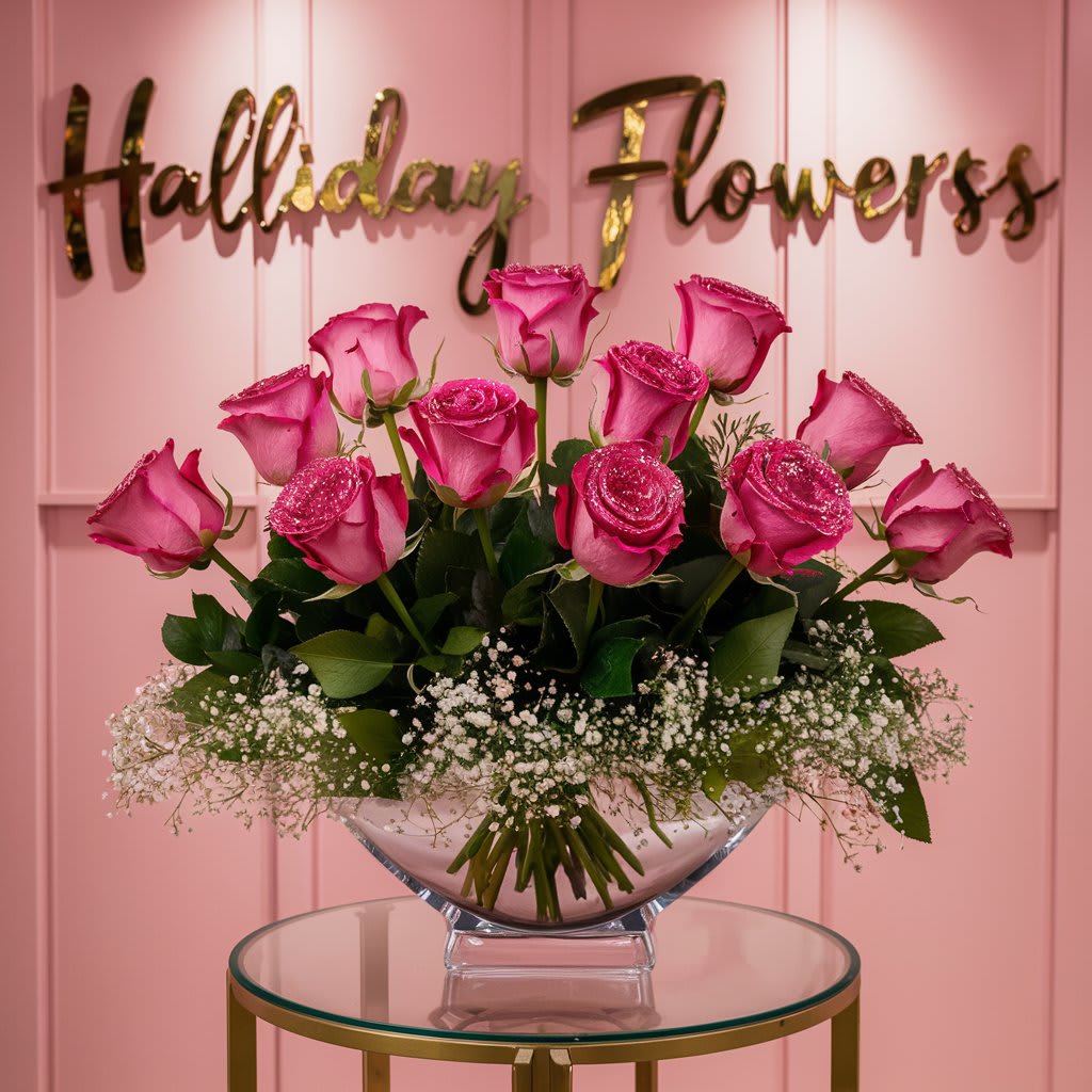 Hot Pink Rose Bowl - Hot Pink Roses